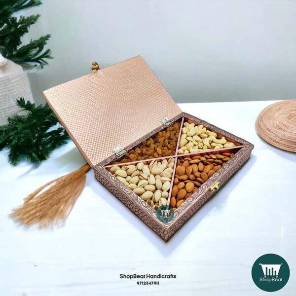 ShopBeat Copper Oxidised Lakshmi Ganesh Wooden Dry fruit Box 10x7 - Image 3