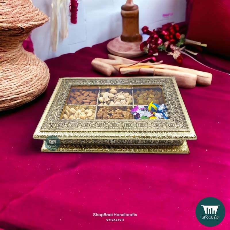 ShopBeat German Oxidised Acrylic Window-2 Wooden Dry fruit Box 12x8 inch