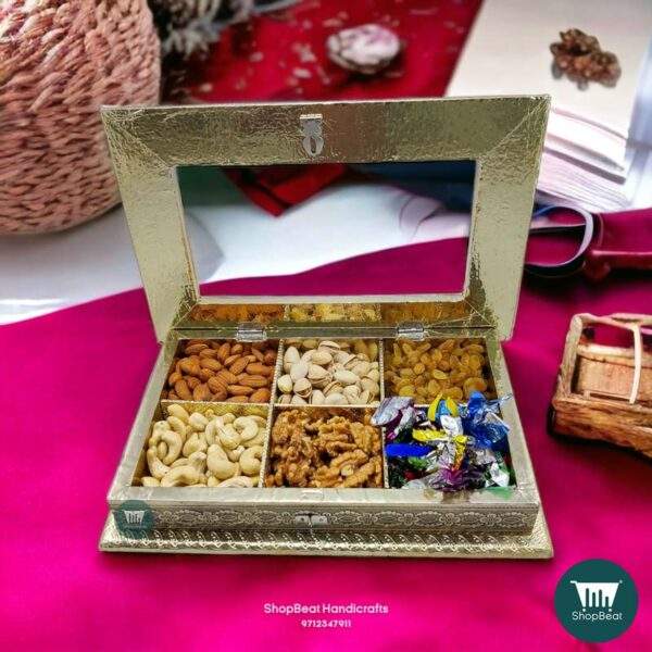 ShopBeat German Oxidised Acrylic Window-2 Wooden Dry fruit Box 12x8 inch