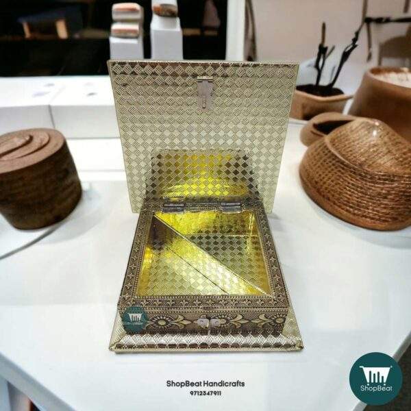 ShopBeat German Oxidised Butterfly Design Wooden Dryfruit Box 6x6 inch