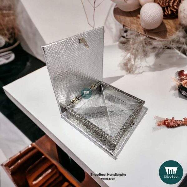 ShopBeat German(Silver) Red velvet Oxidised Dry fruit Box 8x8 inch