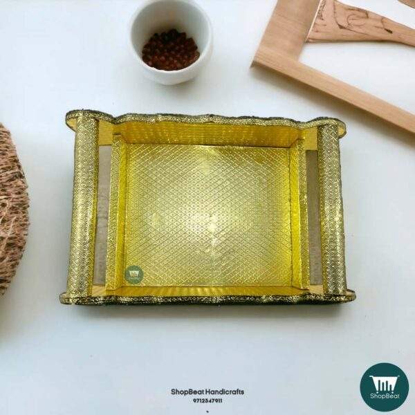 ShopBeat Golden Oxidised Butterfly Wooden Serving Tray