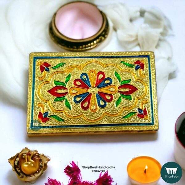 ShopBeat Golden Oxidised Flower Wooden Patli Pat 5x3 Inches