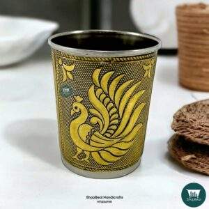ShopBeat Golden Oxidised Peacock Stainless Steel Water Glass