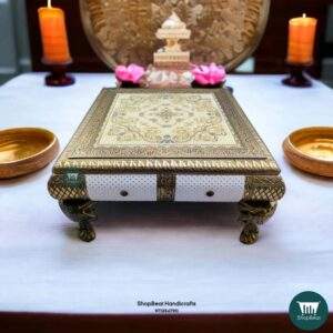 ShopBeat Wooden Meenakari Kalash Pooja Chowki 15x15 inch