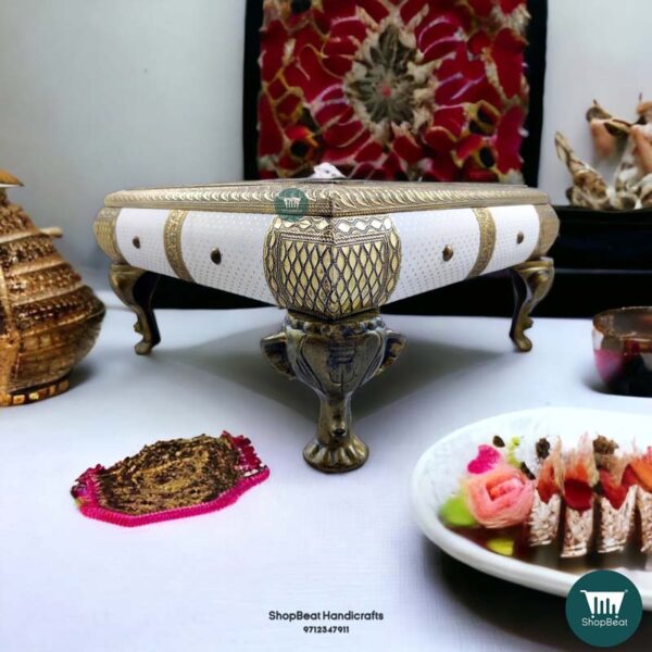 ShopBeat Wooden Meenakari Kalash Pooja Chowki 15x15 inch