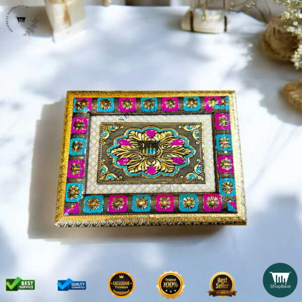 ShopBeat Golden Oxidised Meenakari Gift Box – A Royal Touch to Gifting - Image 5