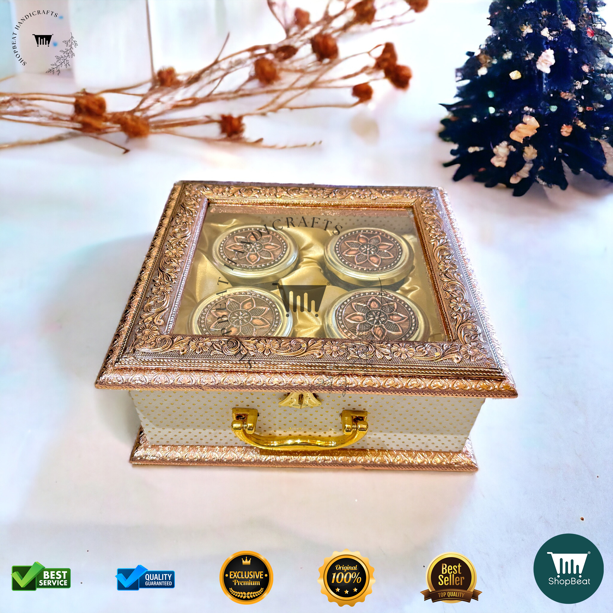 Copper Oxidised Acrylic Gift Box 4 Jars
