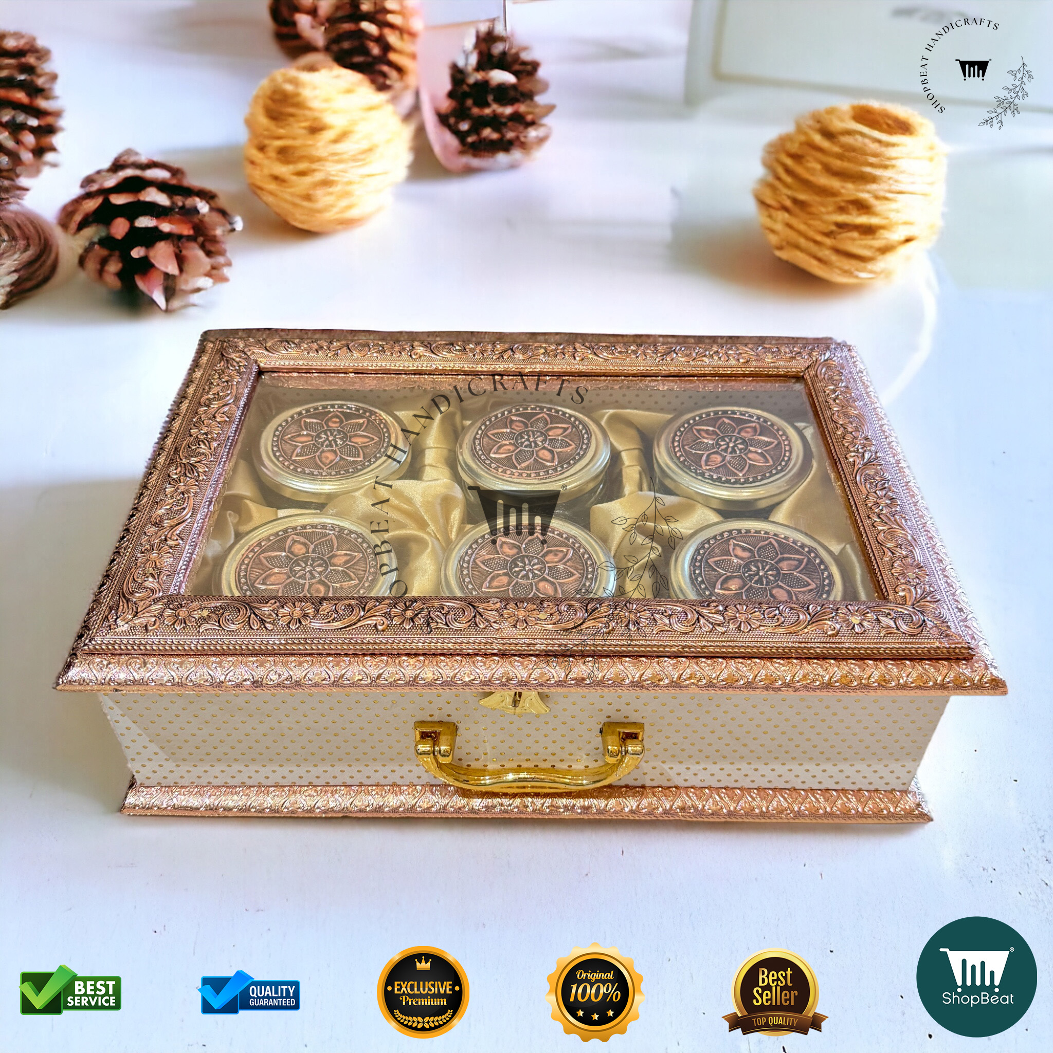 Copper Oxidised Acrylic Gift Box 6 Jars