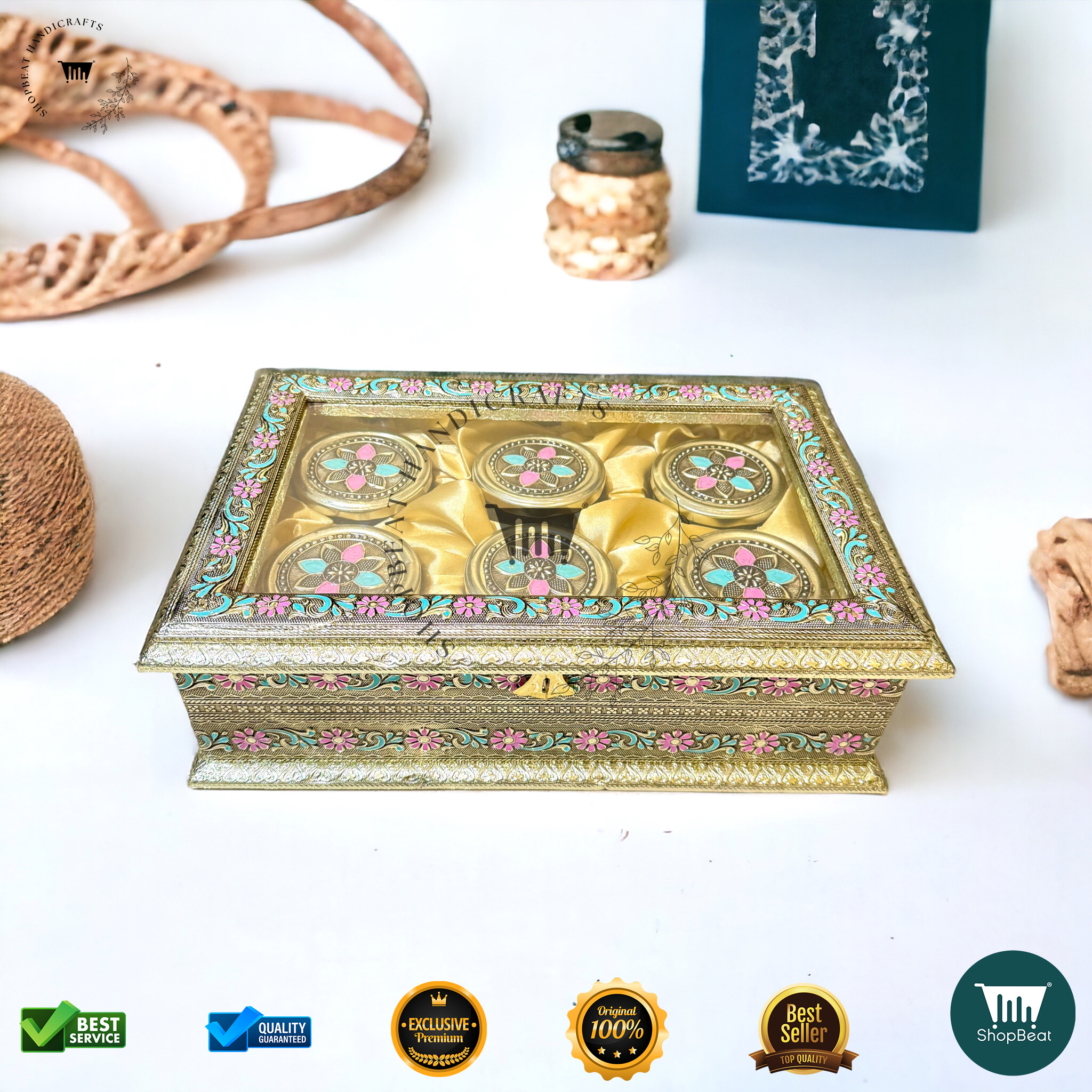 Golden Oxidised Acrylic Gift Box 6 Jars