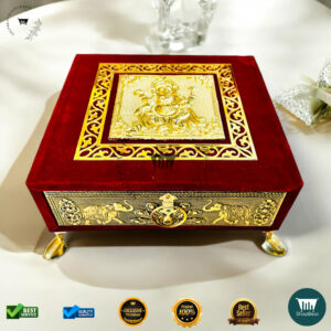 ShopBeat Premium Red Velvet Decorative Tray Dryfruit Box 8x8