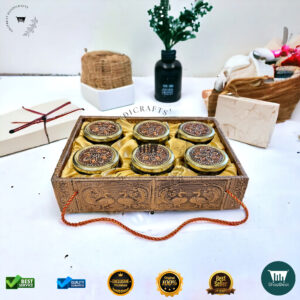 ShopBeat Copper Oxidized Gift Box with 6 Jars