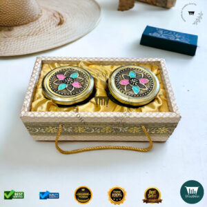 ShopBeat Golden Oxidized Meena Art Gift Box with 2 Jars