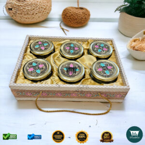 Golden Oxidised Meena Art Gift Box 6 Jars