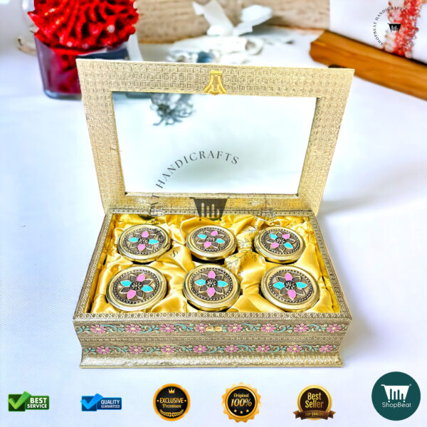ShopBeat Golden Oxidised Acrylic Gift Box 6 Jars – A Royal Touch to Gifting - Image 2