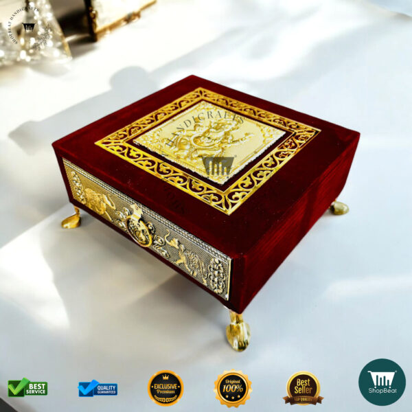 ShopBeat Premium Red Velvet Decorative Tray Dryfruit Box 8x8 - Image 4