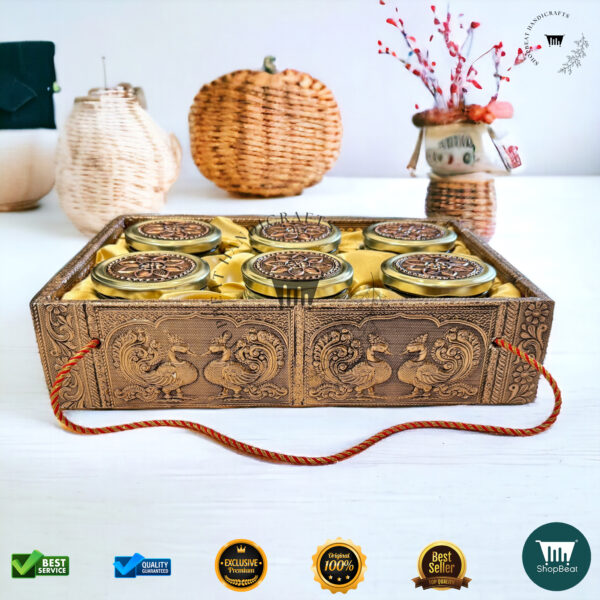 ShopBeat Copper Oxidized Gift Box with 6 Jars – Elegant Elephant Design - Image 2