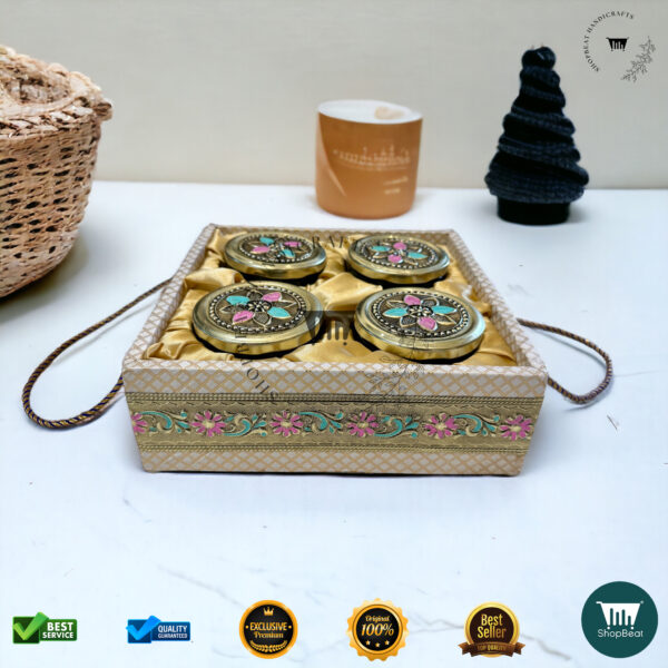 ShopBeat Golden Oxidised Meena Art Gift Box 4 Jars – Luxury & Tradition Combined - Image 5