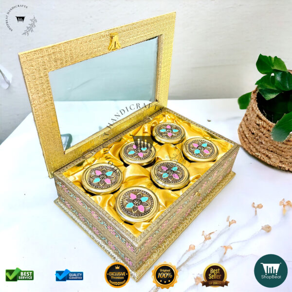 ShopBeat Golden Oxidised Acrylic Gift Box 6 Jars – A Royal Touch to Gifting - Image 3