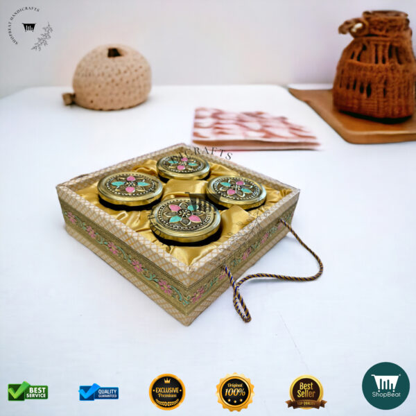 ShopBeat Golden Oxidised Meena Art Gift Box 4 Jars – Luxury & Tradition Combined - Image 4