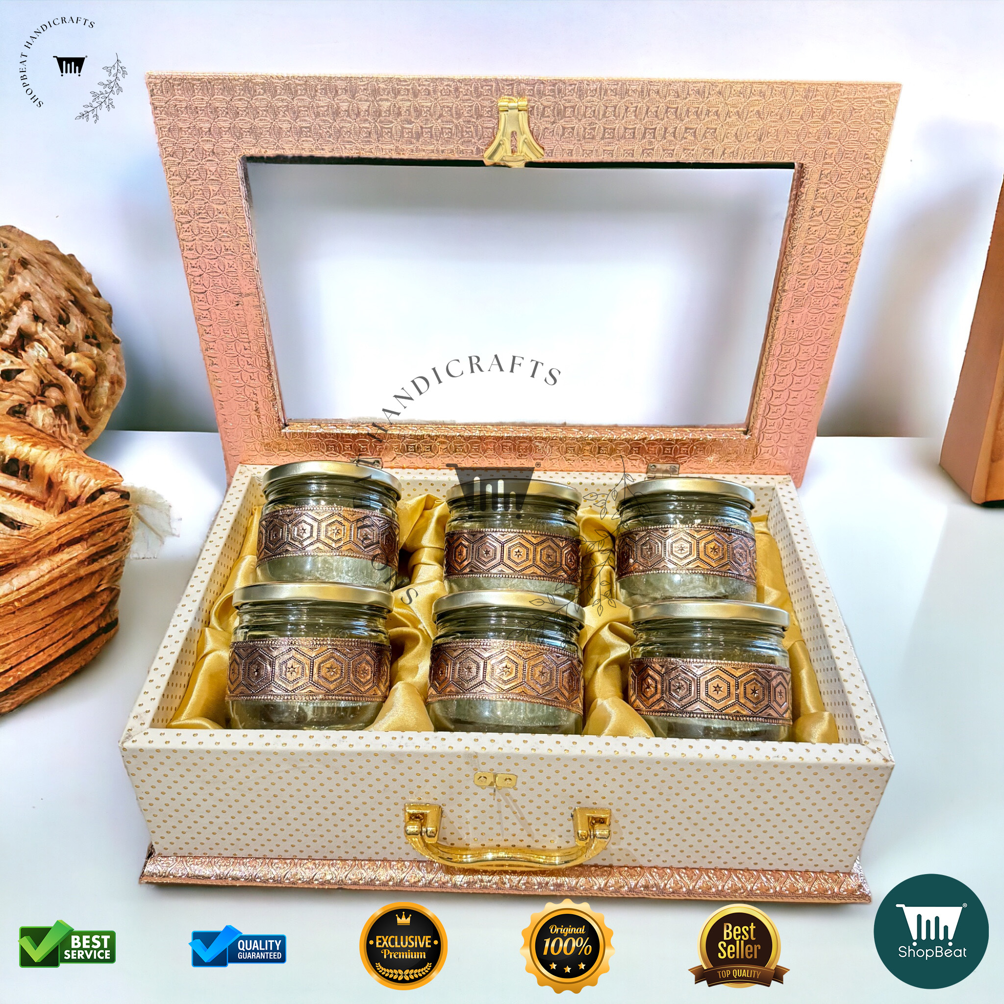ShopBeat Copper Oxidised Acrylic Gift Box 6 Jars – A Luxurious Gifting Choice - Image 4