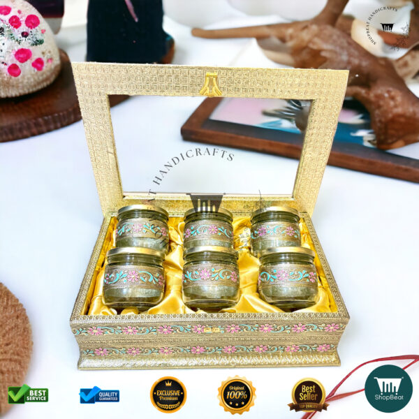 ShopBeat Golden Oxidised Acrylic Gift Box 6 Jars – A Royal Touch to Gifting - Image 4