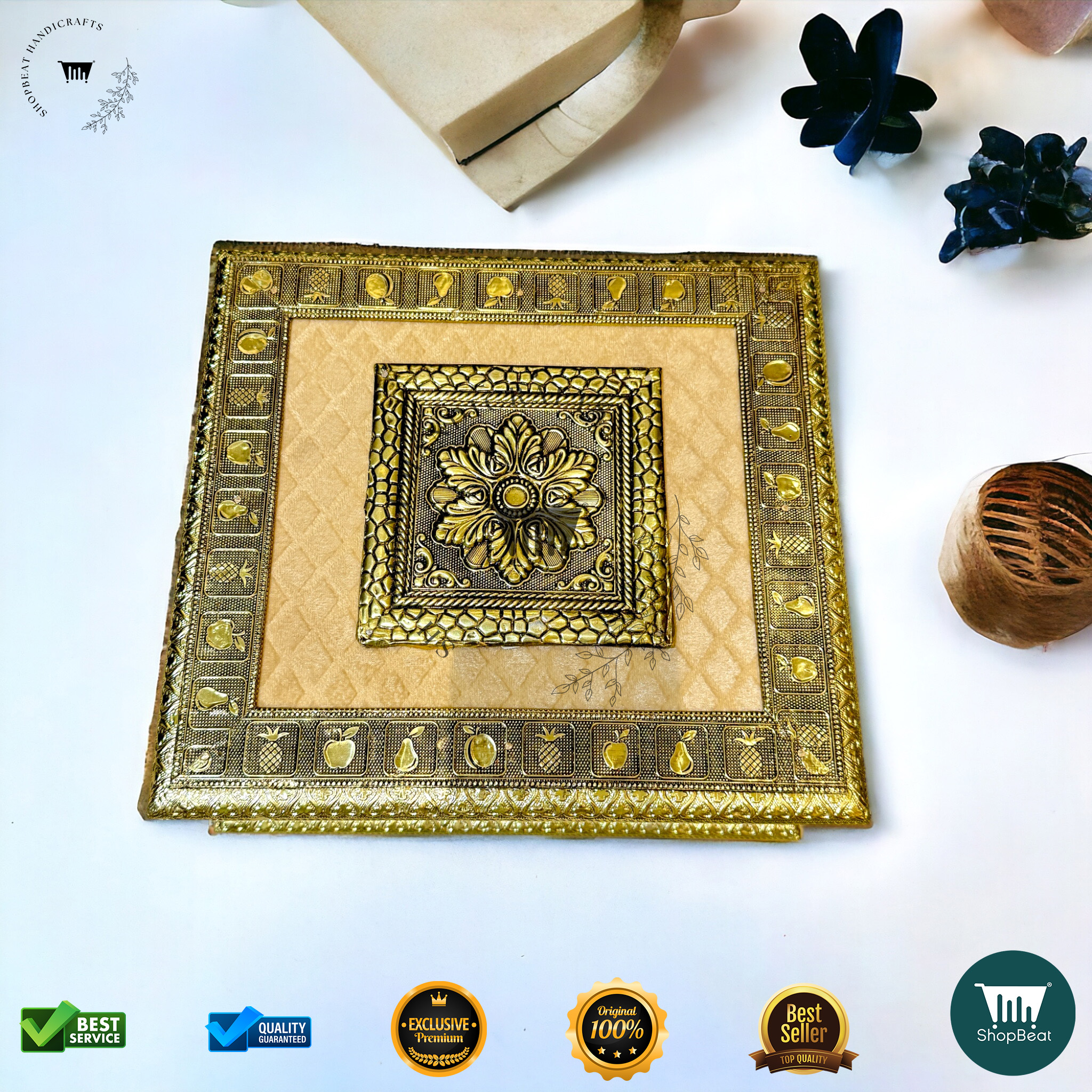 ShopBeat Golden Oxidised Velvet Gift Box 4 Jars – A Luxurious & Timeless Gift - Image 5