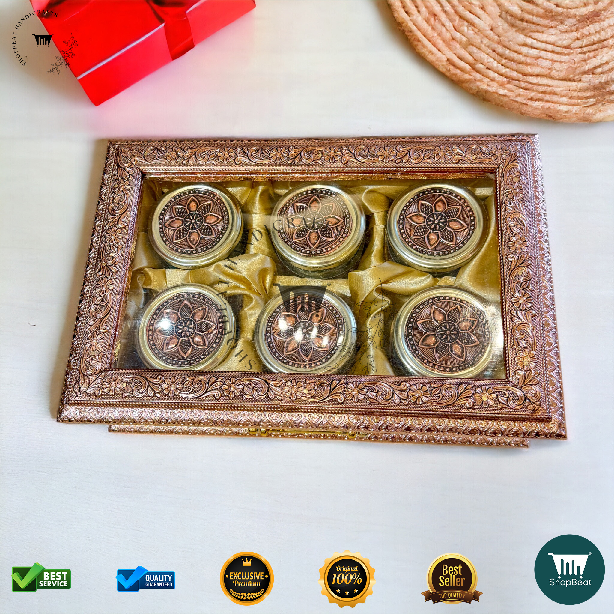 ShopBeat Copper Oxidised Acrylic Gift Box 6 Jars – A Luxurious Gifting Choice - Image 5