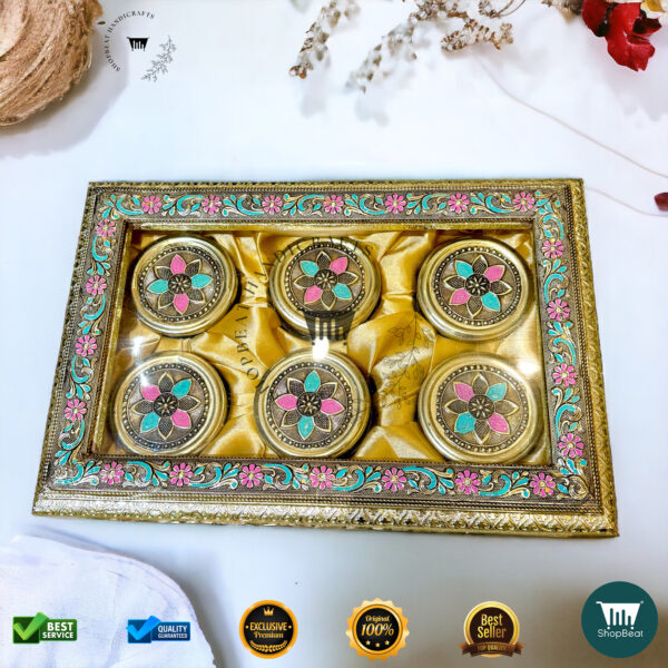 ShopBeat Golden Oxidised Acrylic Gift Box 6 Jars – A Royal Touch to Gifting - Image 5