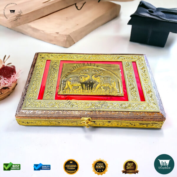 Golden-Copper Oxidised Red Velvet Gift Box