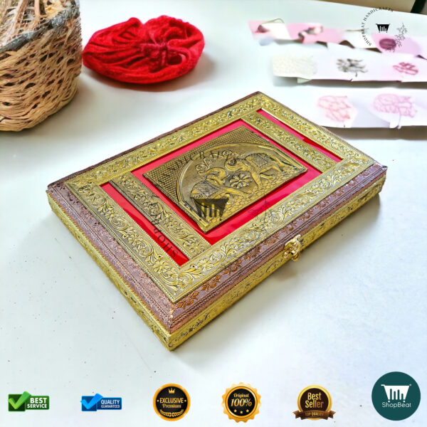 ShopBeat Golden-Copper Oxidised Red Velvet Gift Box – Premium Gifting Choice - Image 2