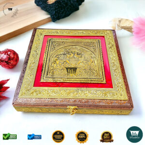Golden-Copper Oxidised Velvet Dryfruit Gift Box