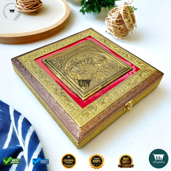 ShopBeat Golden-Copper Oxidised Velvet Dryfruit Gift Box – Luxury in Every Detail - Image 2