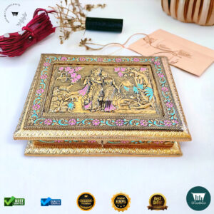 Copper Oxidised Meenakari Dryfruit Box 9x7