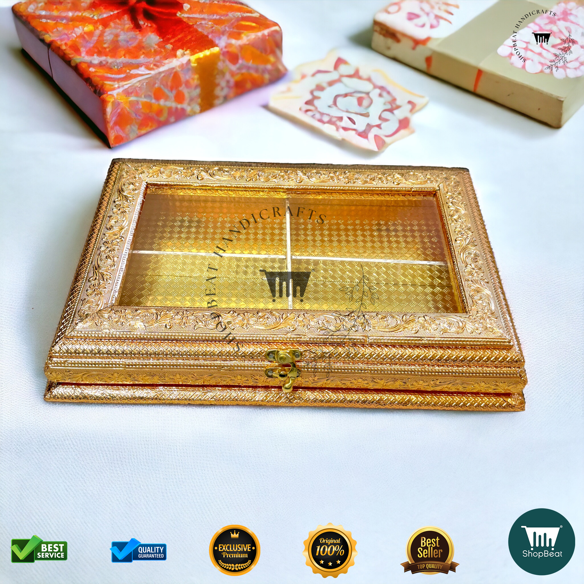 Golden Oxidised Acrylic Window Gift Box 15x10