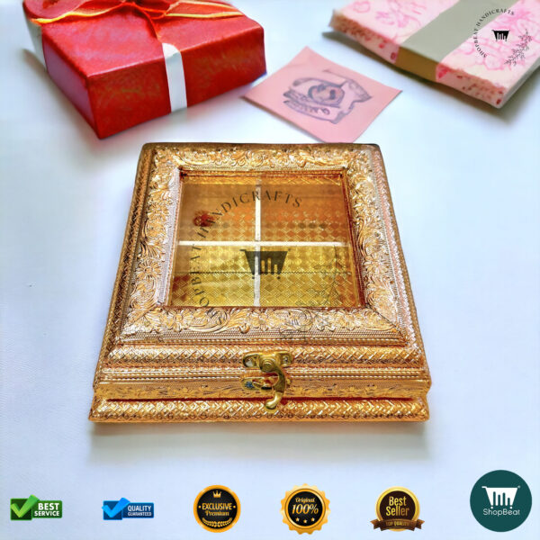 Golden Oxidised Acrylic Window Gift Box 8x8