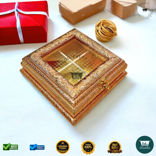 ShopBeat Golden Oxidised Acrylic Window Gift Box – Elegant & Premium Gifting Solution - Image 2