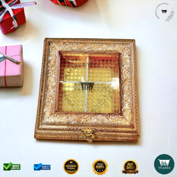 ShopBeat Golden Oxidised Acrylic Window Gift Box – Elegant & Premium Gifting Solution - Image 5