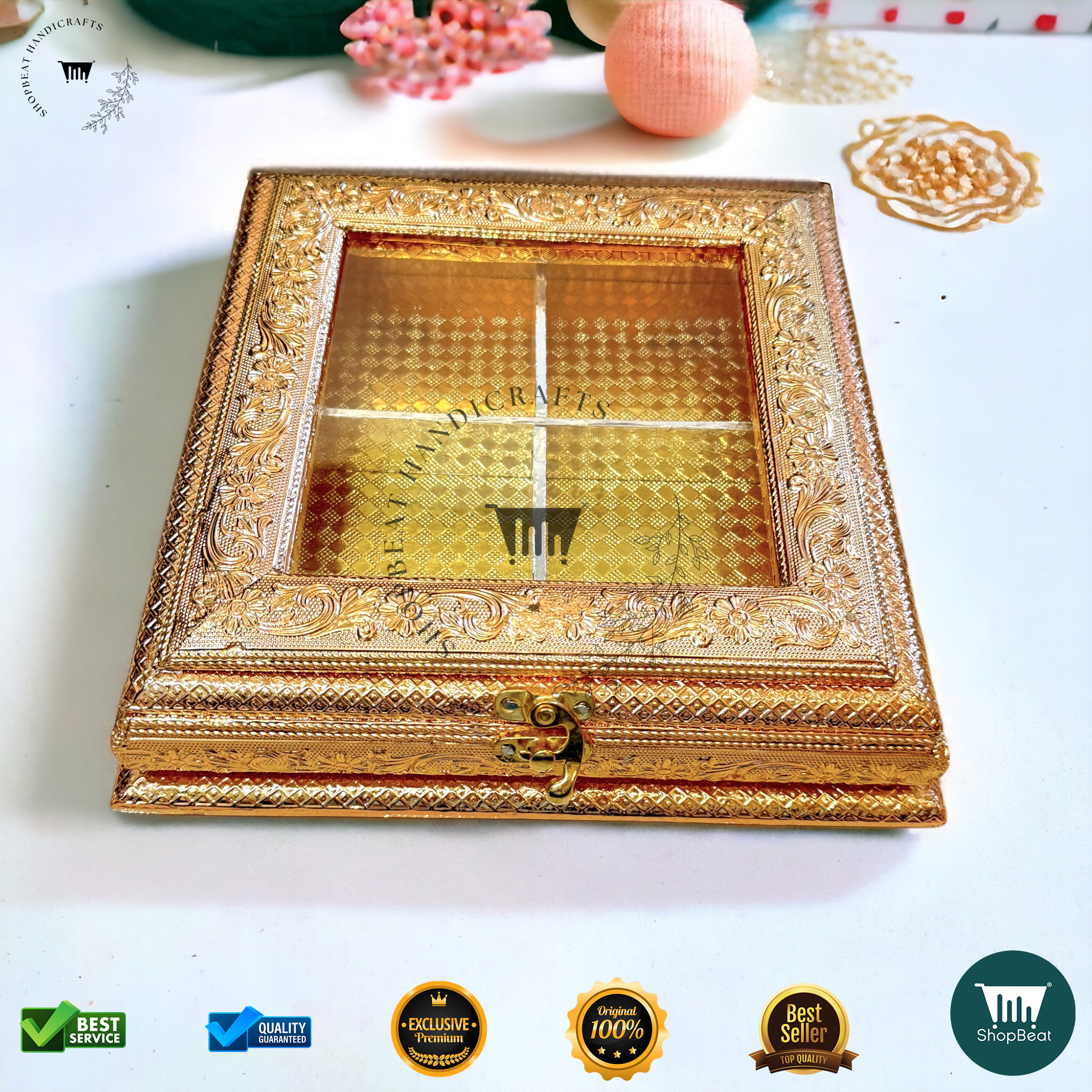 Golden Oxidised Acrylic Window Gift Box 10x10