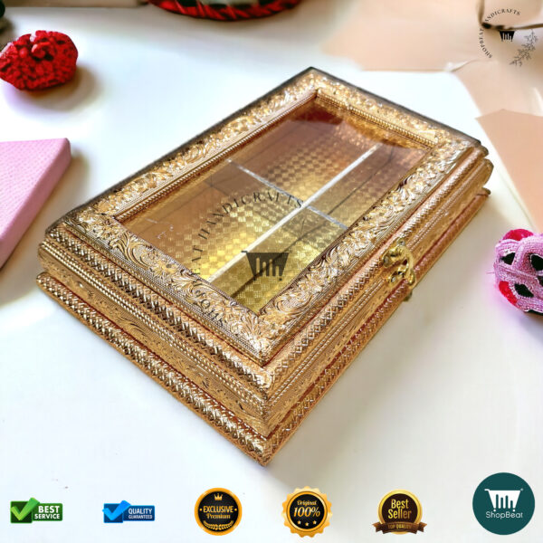 ShopBeat Golden Oxidised Acrylic Window Gift Box – Elegant & Premium Gifting Solution - Image 2