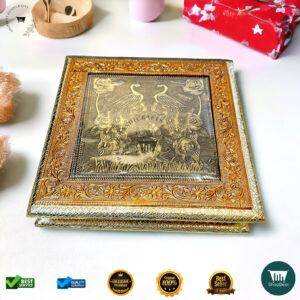 Golden-Copper Oxidised Peacock Gift Box 10x10