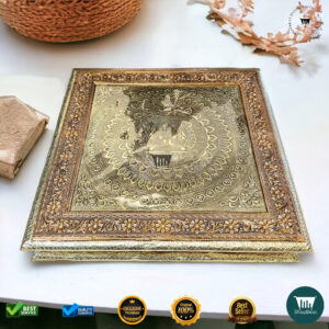 Golden-Copper Oxidised Peacock Gift Box 15x15