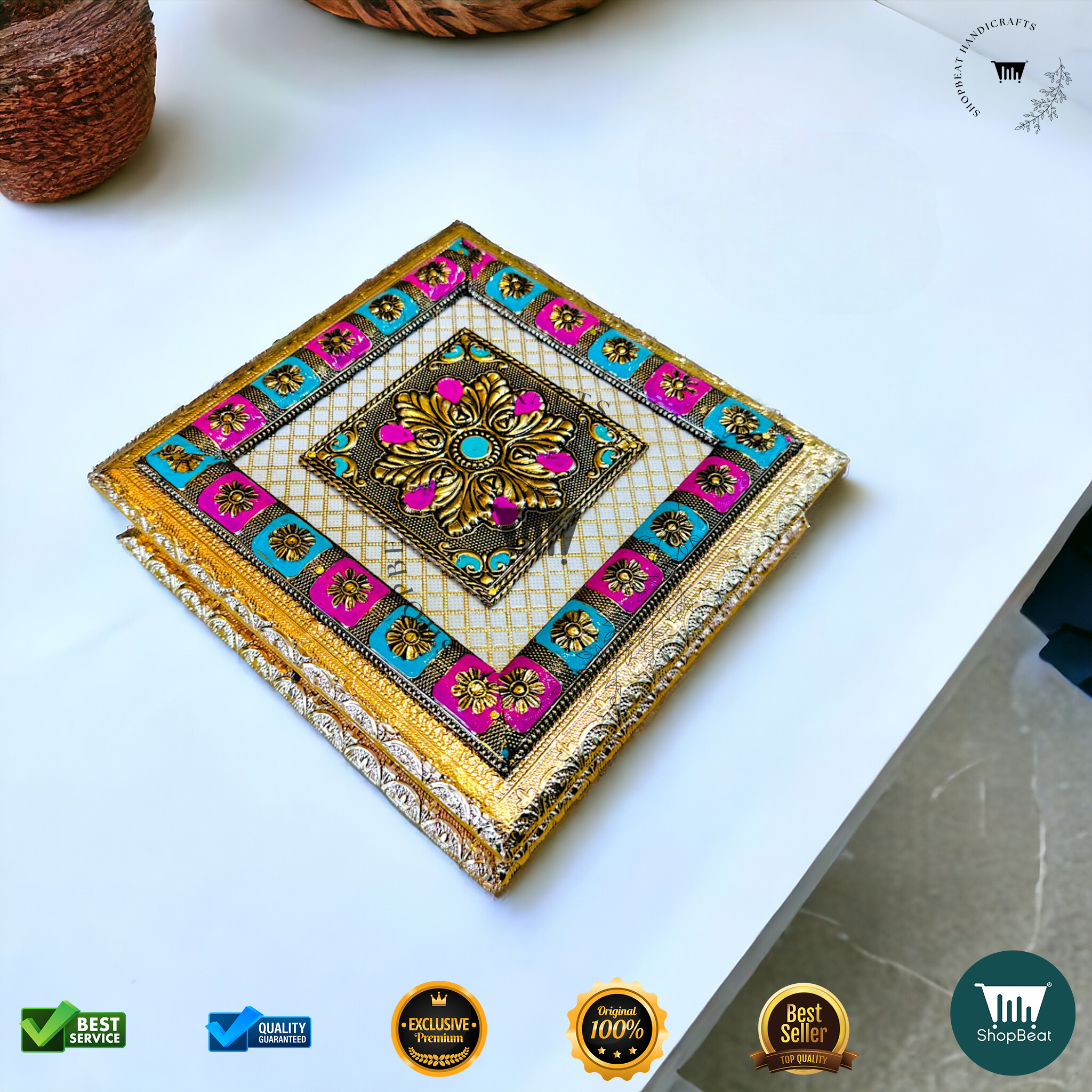 ShopBeat Golden Oxidised Meenakari Gift Box – A Symbol of Elegance & Tradition - Image 4