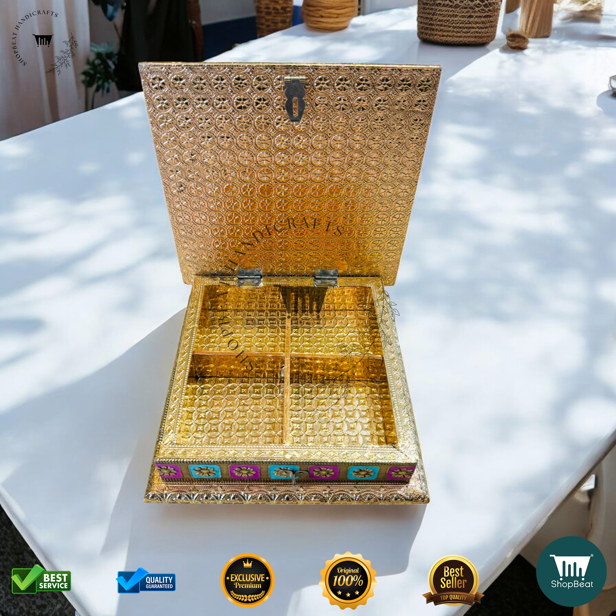 ShopBeat Golden Oxidised Meenakari Gift Box – A Symbol of Elegance & Tradition - Image 2