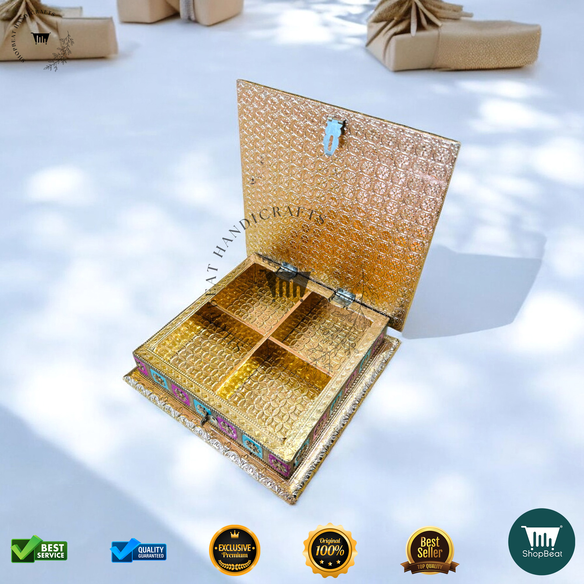 ShopBeat Golden Oxidised Meenakari Gift Box – A Symbol of Elegance & Tradition - Image 3