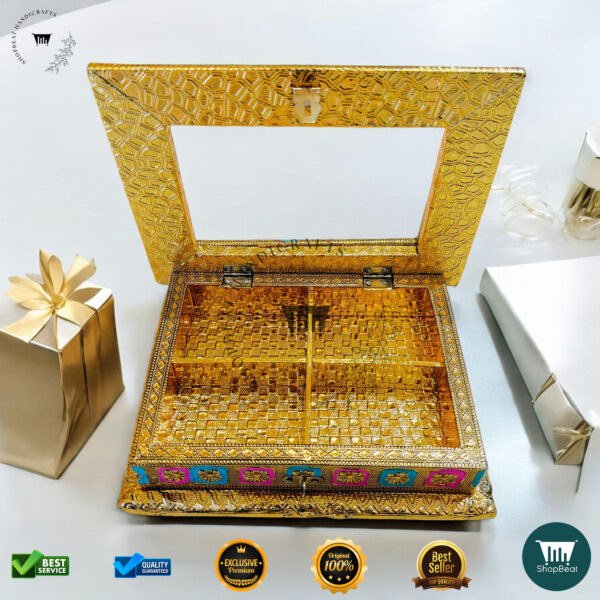 ShopBeat Golden Oxidised Meenakari Window Gift Box – A Luxurious Touch to Your Gifting - Image 3