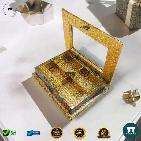 ShopBeat Golden Oxidised Meenakari Window Gift Box – A Luxurious Touch to Your Gifting - Image 4