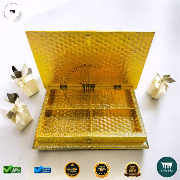 ShopBeat Golden Oxidised Meenakari Peacock Decorative Dryfruit Box 12x8 - Image 2