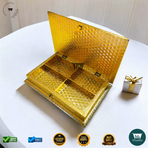 ShopBeat Golden Oxidised Meenakari Peacock Decorative Dryfruit Box 12x8 - Image 4
