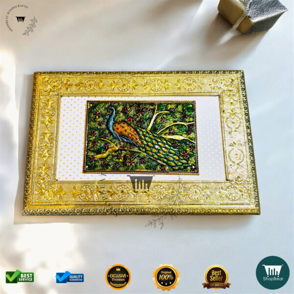 ShopBeat Golden Oxidised Meenakari Peacock Decorative Dryfruit Box 12x8 - Image 5